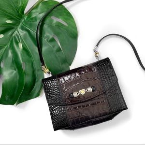 Brighton croc embossed leather crossbody bag